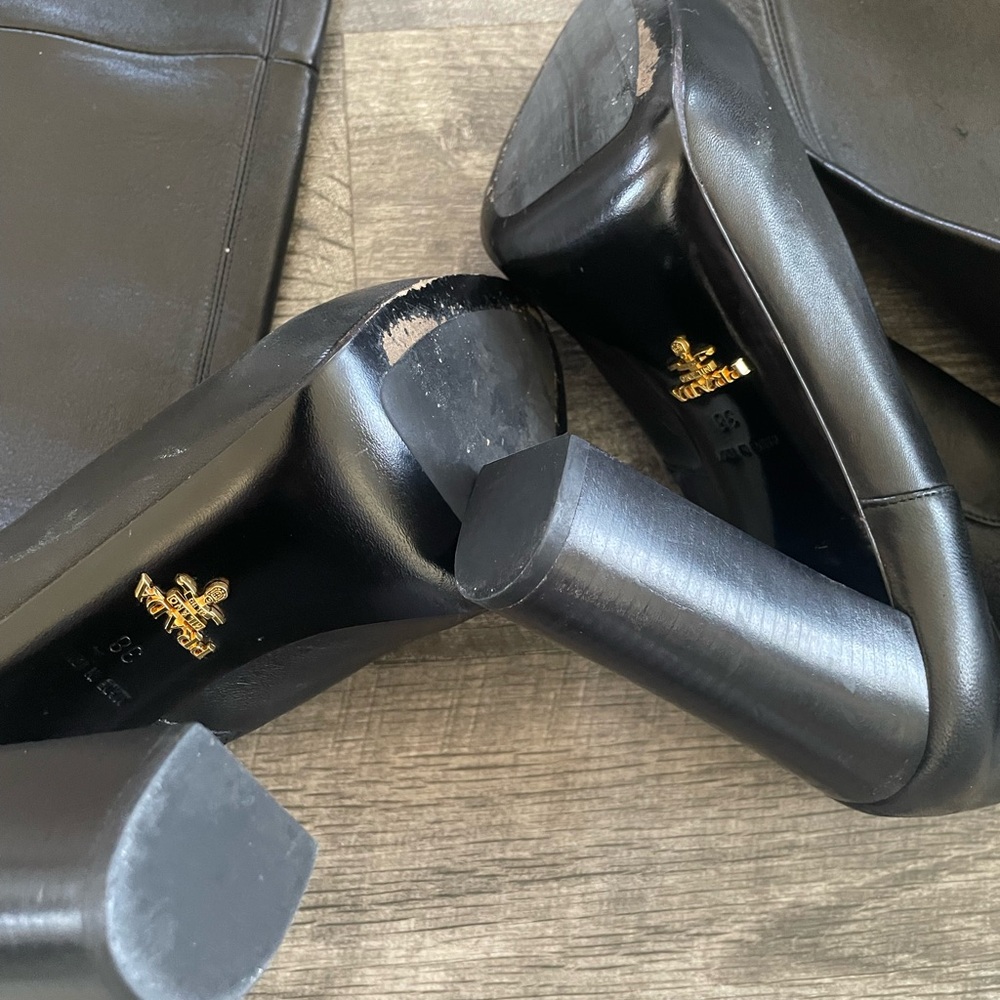 Prada Black Leather Thigh High Boots 🎩 - Picture 10 of 14